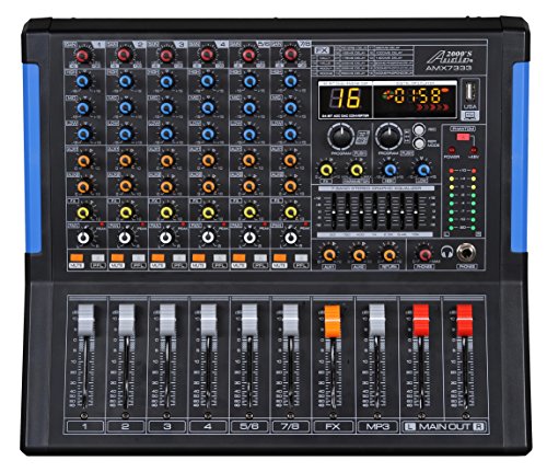 Professional Eight-Channel Audio Mixer with USB Interface, Bluetooth, and DSP Sound Effects
