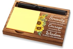 FOUGSTA Office Baptism Gift for Therapist, Christian Gift for Therapist, Sobriety Gift for Therapist, Serenity Prayer Gift for Therapist, Wooden Sticky Note Holder,16.5 x 12 x 1.5 cm,XXN49