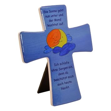 Kinderkreuz Sonne Mond Wandkreuz Standkreuz Keramik Kreuz