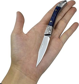 Amazon Aubey 折りたたみナイフ 小型 フォールディングナイフ 釣り キャンプ用 鏡面仕上げ 440cステンレス鋼 高級樹脂グリップ 切れ味良い おしゃれ 工芸品 手のひらサイズ コンパクト ミニナイフ Aubey スポーツ アウトドア