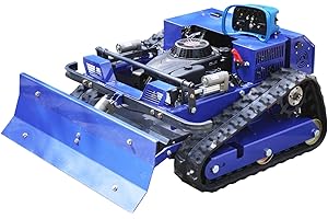 AIWEIYA Remote Control Lawn Mower with Snow Plow,4WD Oil-Electric Hybrid Crawler Track Mower,1.1-5.9 Inch Cutting Height Professional Landscape and Estate Mower for 100% Slope(45°) Large Turf Grass Cutting