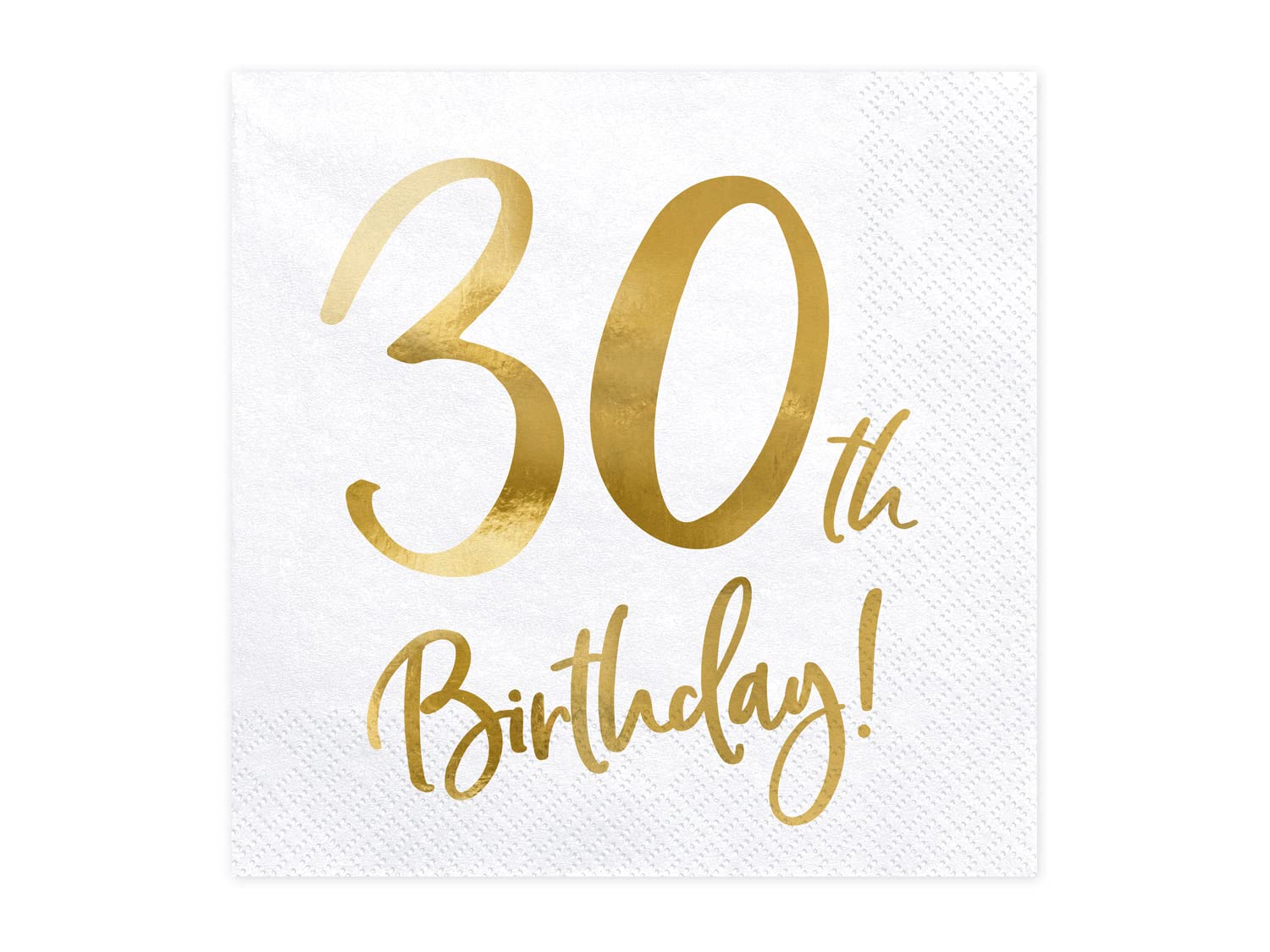 30th Birthday Napkins 33 x 33 cm 3-Ply Pack of 20 Paper Napkins Served for Birthday and Party White Gold Printed