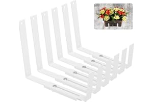 SanSanYa 6Set Window Box Planter Brackets 5.92" to 13" Adjustable Planter Box Brackets Window Plant Bracket (White)