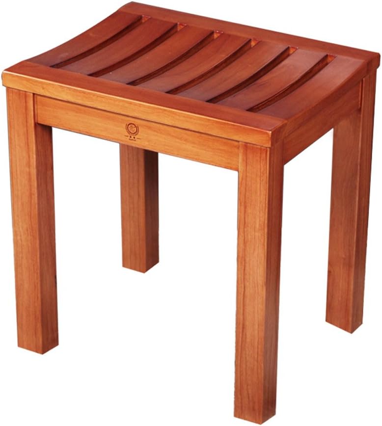 Bathroom Stool, Solid Wood Stool, Comb Stool, Square Stool, Bath Stool, Non-Slip Waterproof, Shower Bench, Rest Area Length 42cm, Width 34cm (Color : B)