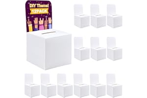rzoixuur 24 Pack Suggestion box，Raffle boxes with slot，Donation boxes for fundraising，White cardboard boxes6.5x4.5x4.5Inch，Ballot box with slot，For Collecting Business Card Voting Contest