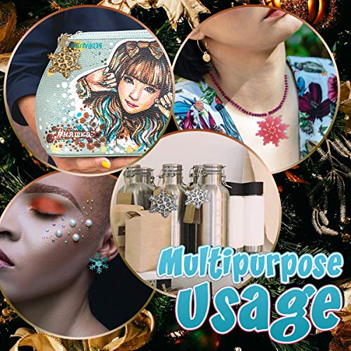 Catcrafter Christmas Silicone Snowflake Resin Molds-Ornament Molds with Glitters Snowflakes Casting Jewelry Making Kit Accessories for Necklace Earring Keychain DIY for Home Decoration Weddings Party