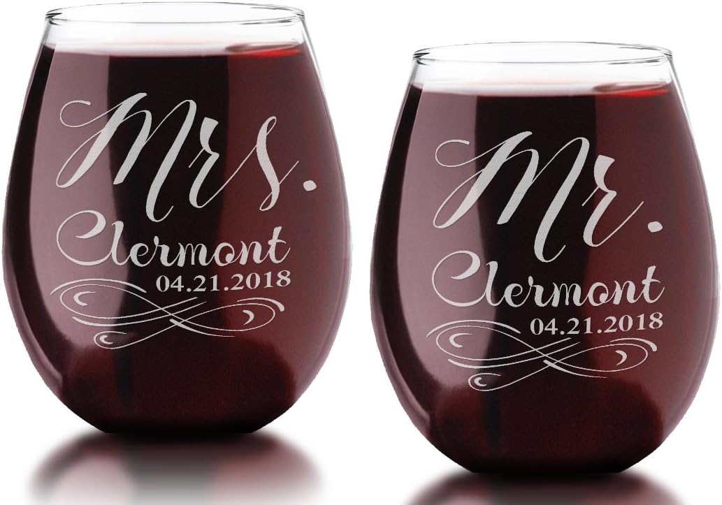 husband and wife wine glasses