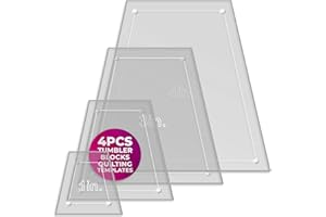 LaserThing Quilting Acrylic Template Set | Precision Tools for Quilting Enthusiasts | Tumbler Blocks Design | Includes Sizes 4", 3", 2", 1" | 1/8 Clear Acrylic | 1/4" Seam Allowance for Accuracy