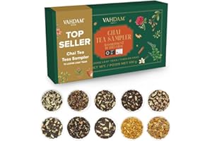 VAHDAM, Assorted Loose Leaf Chai Tea Sampler (10 Flavors, 50+ Servings) | Indian Exotic Masala Chai Tea Blends | Resealable Z