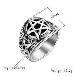 Pentagram Pentacle Signet Ring for Men - Demon