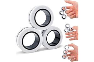 Cevioce 3 PCS Magnetic Ring Fidget Toys Set,ADHD Anxiety Magnetic Finger Spinner Pack for Teens Adults and Kids,Coolest Magnet Stress Relief Toy for 8+ Year Old Boys Girls Present