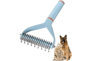 IOXZAQO Pet Dog Cat Brush for Shedding and Dematting - Grooming Brush Double Sided Undercoat Rake Comb for Long Short Hair Dogs and Cats -Blue