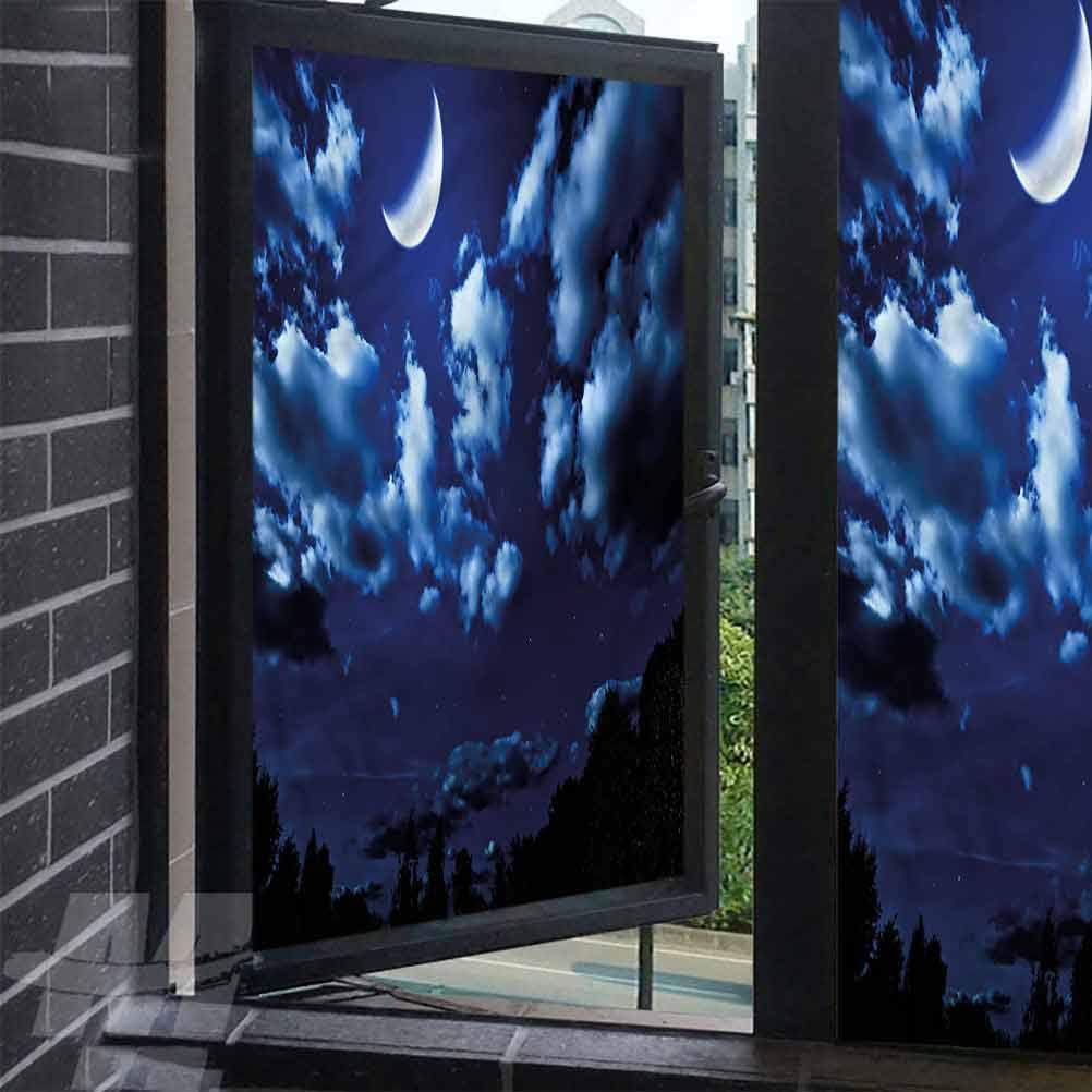 ScottDecor Door Privacy Window Film Night Sky Mysterious