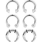Cisyozi 16G 14G 12G 10G 8G 6G 4G 2G Septum Rings Ear Gauges Earrings Hoops Septum Pincher 316L Surgical Steel Internally Threaded Horseshoe Rings Piercing Jewelry for Women Men