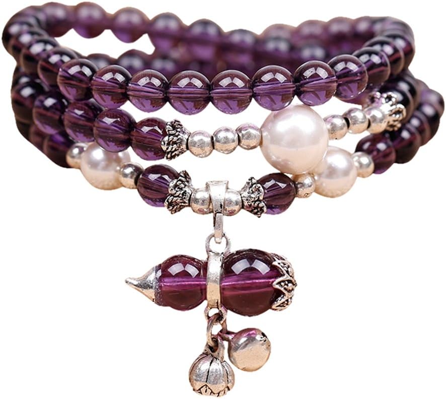 Natural Crystal Obsidian Tiger Eye Beads Elastic Mala Yoga Handmade Necklace Bracelet