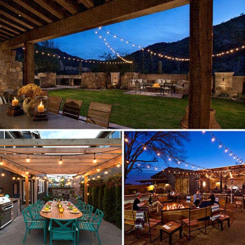 Outdoor String Lights 48Ft Patio Lights with 15 2W LED Dimmable Vintage Edison Bulbs, Commercial Grade Yard Lights Created a Soft Warm Ambiance for Your Gazebo Bistro Backyard Deck Parties-S14