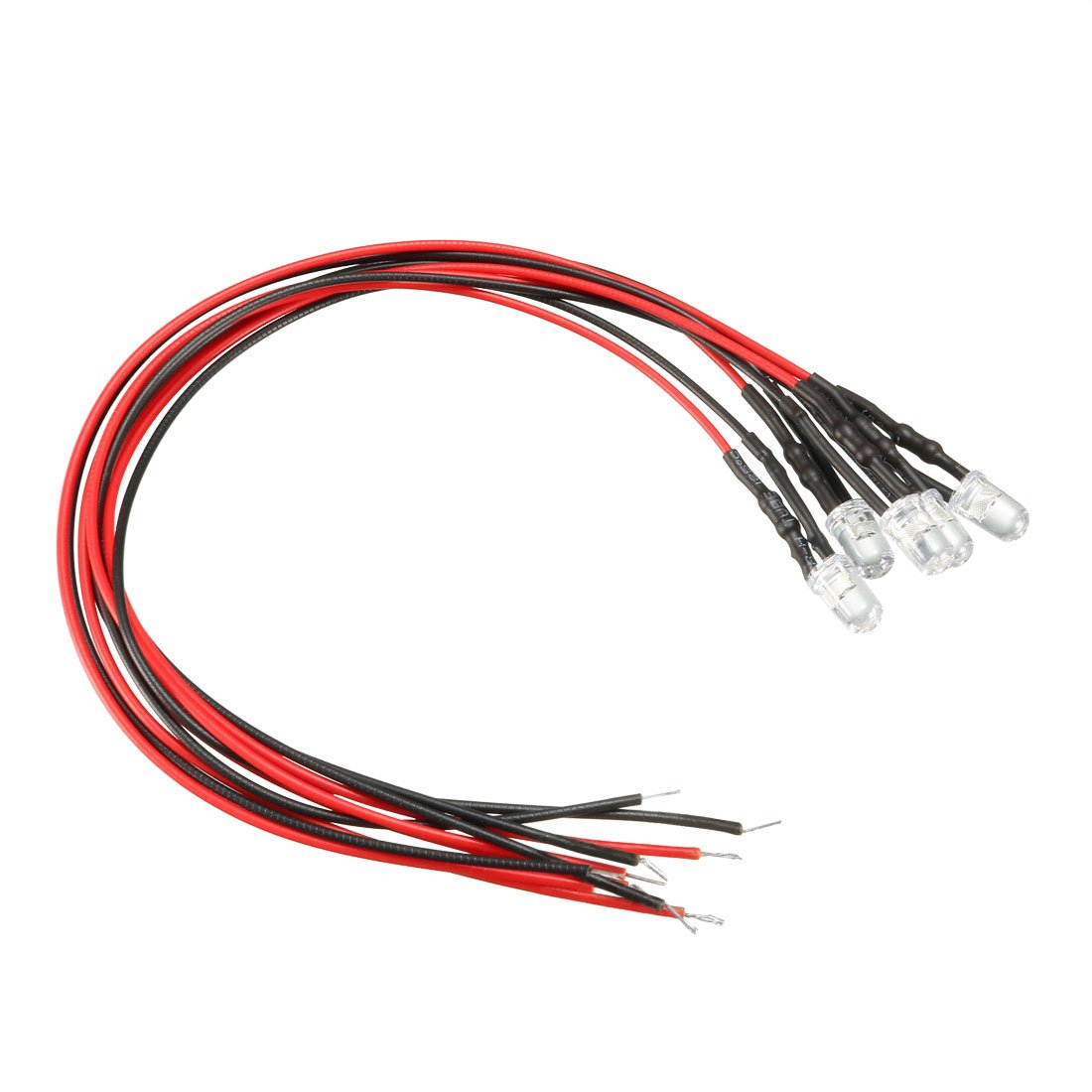 sourcingmap 5Pcs 5mm Pre Wired LED, 7 Colors Slow Flashing DC3-6V Clear Lens, Light Emitting Diodes