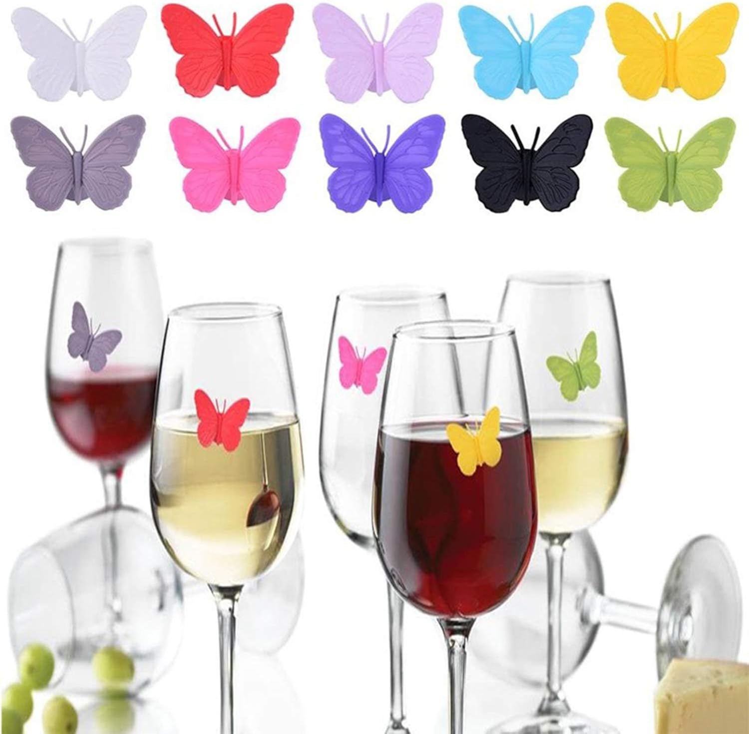 YouU 10pcs Party Glass Markers Funny Silicone Wine Glass