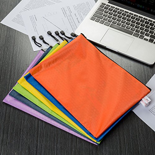 A4 Business Zipper File Bags - Lavince 6PCS Oxford Cloth Waterproof Document Holder with Double Layers Mesh Envelope Document Holder,PVC Organizer Storage Bag for Cosmetics Offices Supplies Travel