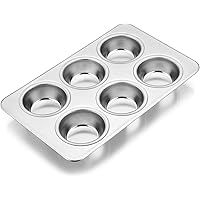 Stainless Steel Muffin Pan, E-far 6-Cup Cupcake Pan Tin for Baking, Metal Muffin Pan Tray Mold, Non-toxic & Healthy…