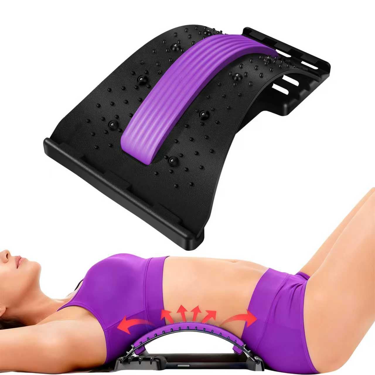 Photo 1 of Lumbar Support Board & Back Stretcher - 4-Level Adjustable Cracker for Lower Back Pain Relief, Home Office Use (Purple)