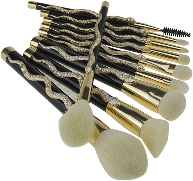 Makeup Brush Set, Jumbo Sky 3D Snake Totem 10pcs Eyeshadow Eyeliner Foundation Blending Brushes for Eyes, Face and Lip with Super Soft Bristles for All Consistencies (Powder, Creams and Liquids)
