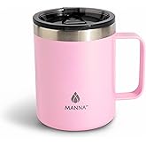Manna Bluff Mug with Splash-proof Sliding Lid - 12 Oz - Vivid Pink