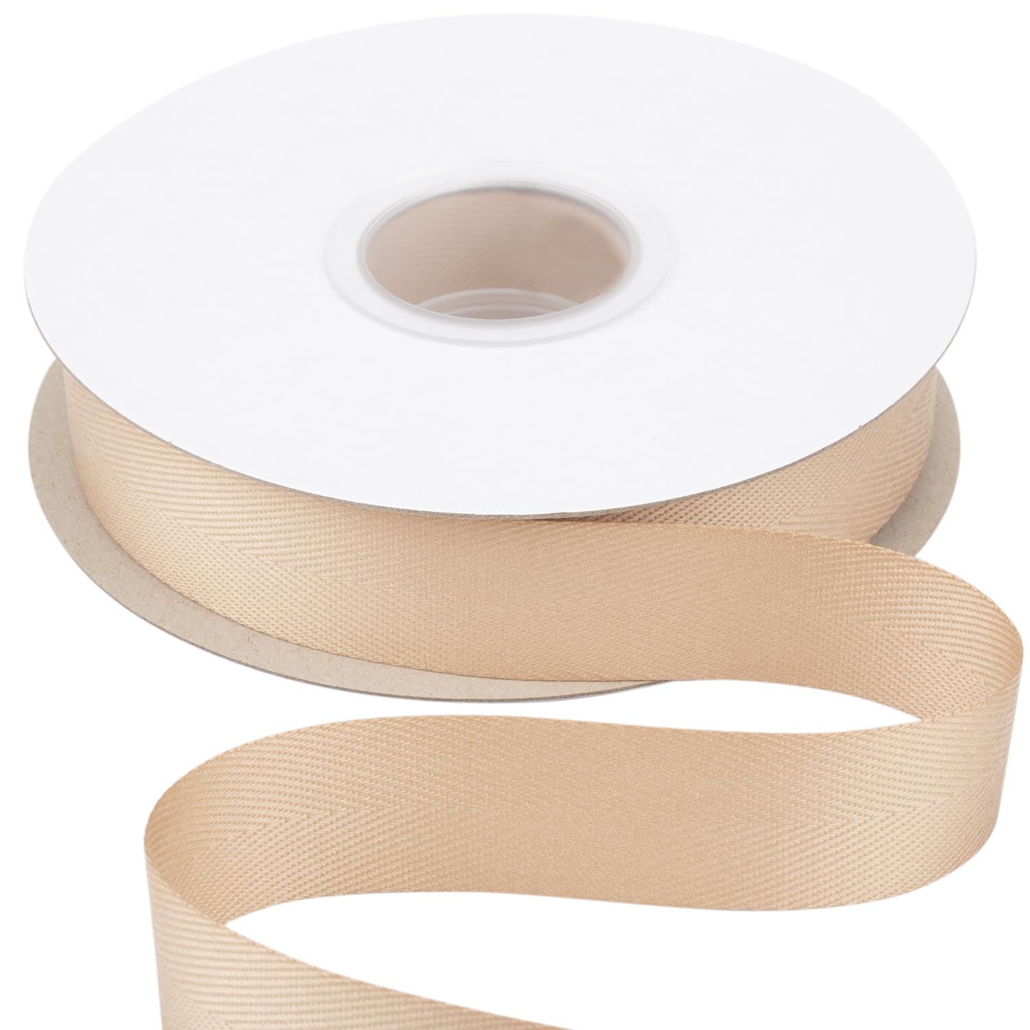 Ribbonitlux Tape Twill Ribbon 25mm x 22.5 Meters, Soft Tan Herringbone Bias Tape for DIY Craft, Sewing, Gift Wrapping, and Home Decor