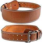 Leather Gym Fitness Belt, 4" & 6" Padded Lumbar Back Support, 10 Adjustable Holes for Weightlifting Powerlifting Bodybuilding Deadlift Squat Workout Strength Training