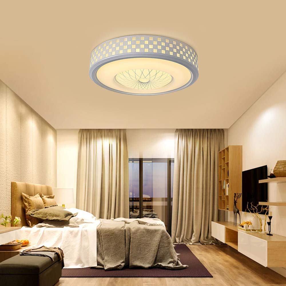 Neporal 30W Ceiling Fixture Dimmable 3 Color Temperature Adjustable 16 Inch Flush-Mount-Ceiling-Light-LED Modern for Bedroom Study Living Room Kitchen