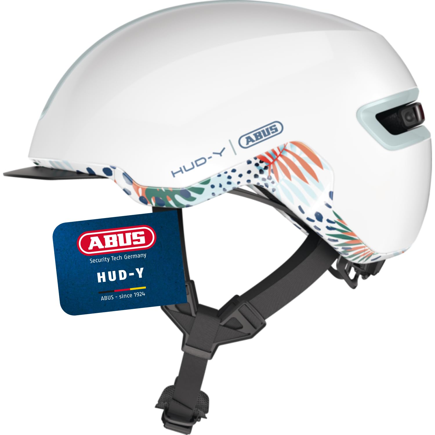 ABUS Urban Helmet HUD-Y - with magnetic, rechargeable LED rear light & magnetic fastener - Cool bike helmet for everyday use - for men and women