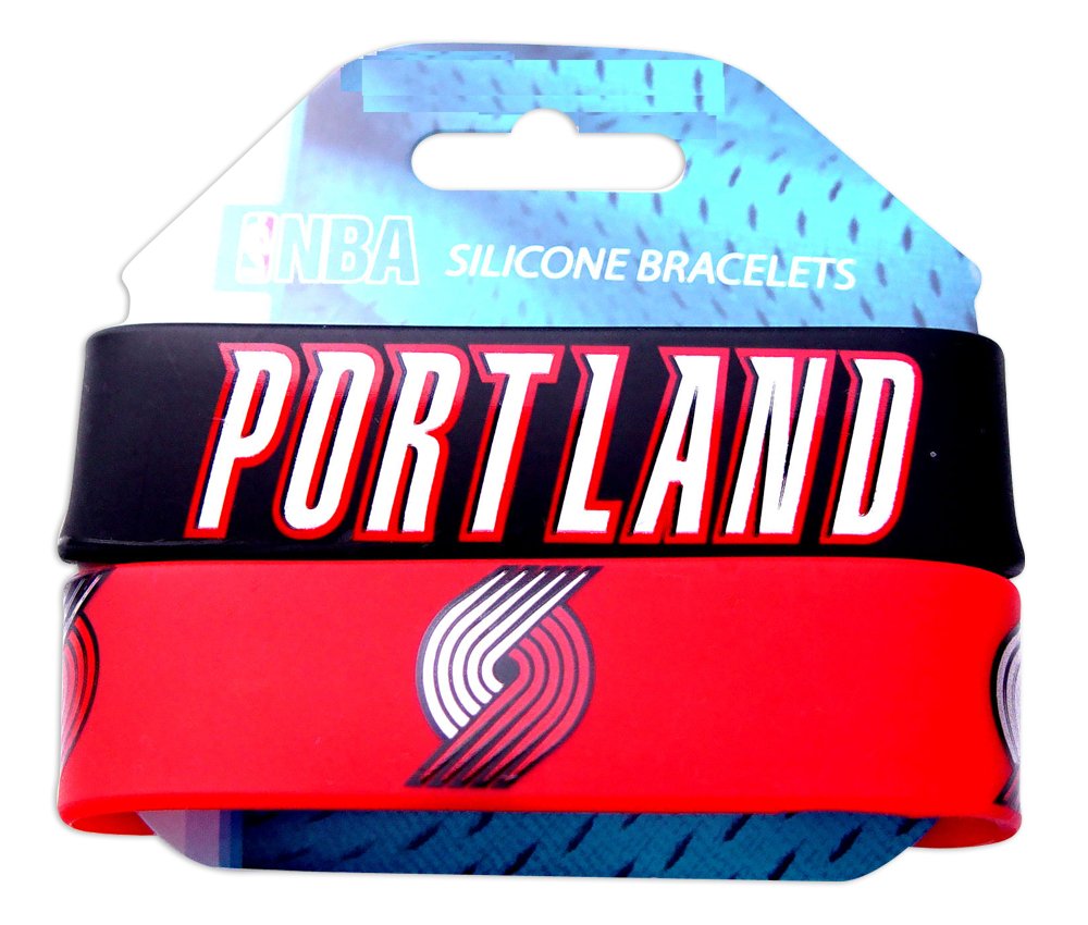 NBA Portland Trailblazers Silicone Rubber Bracelet 2 Pack