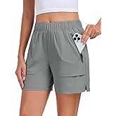 Nomolen Womens 5'' Hiking Athletic Shorts Quick Dry Lightweight Golf Casual Summer Shorts with Zipper Pockets