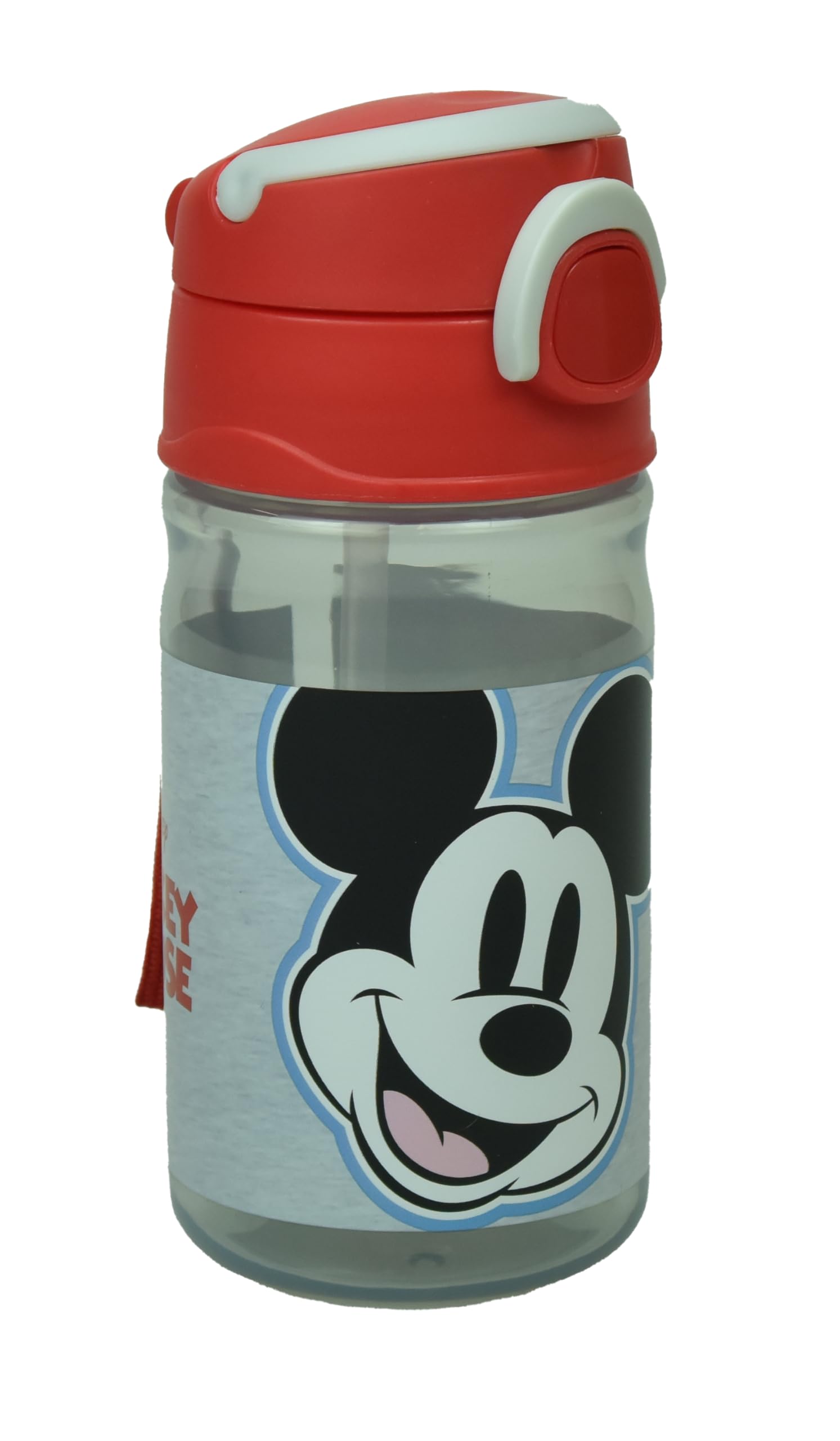 GIOVAS Mickey Characters Pop Up Water Bottle Drink Bottle Flask with Cord for Easy Carry School Lunch Kids Childrens 350ml