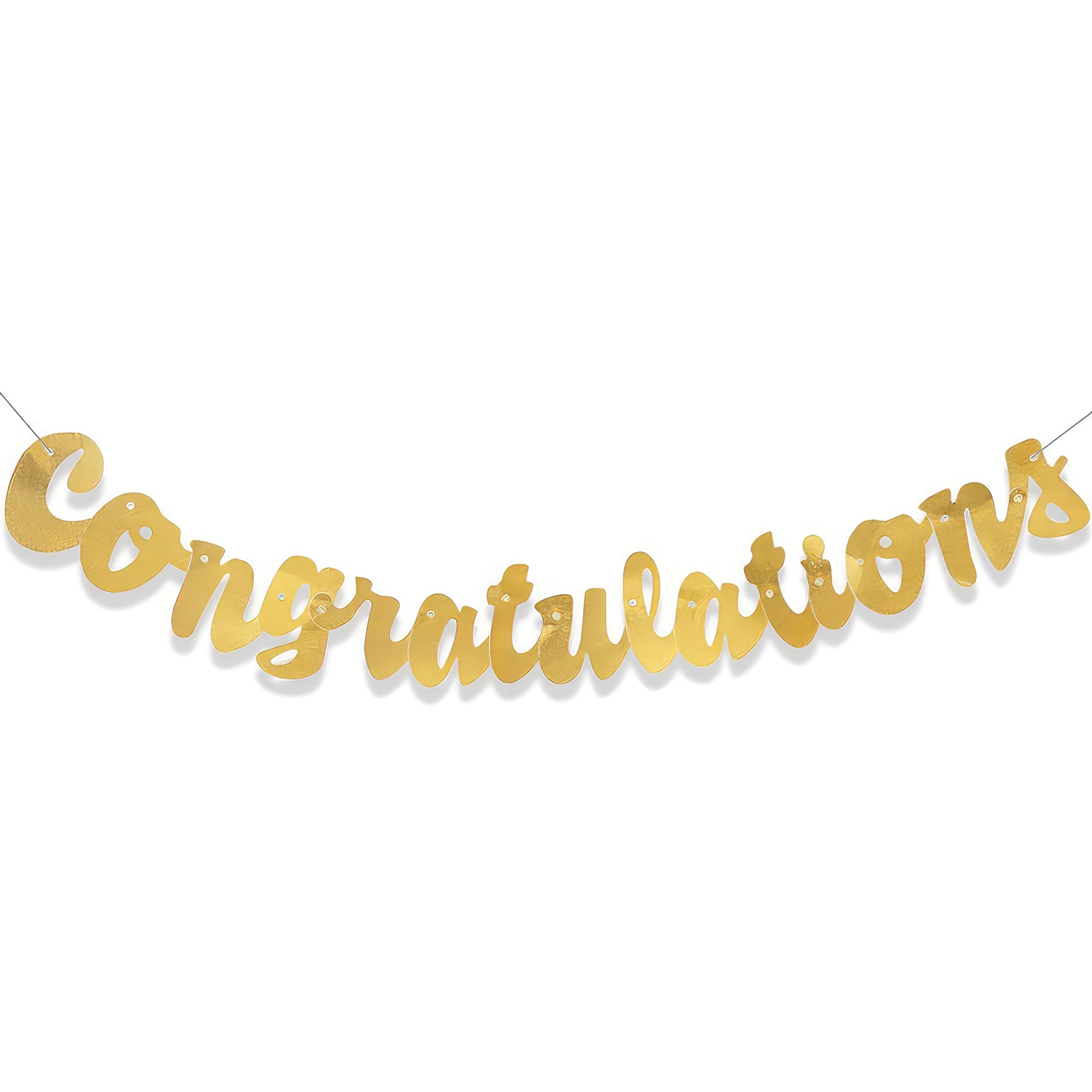 Premium Gold Script Congratulations Banner (1 meter) 1 Piece - Party Decoration for Memorable Celebrations, 3.5 feet