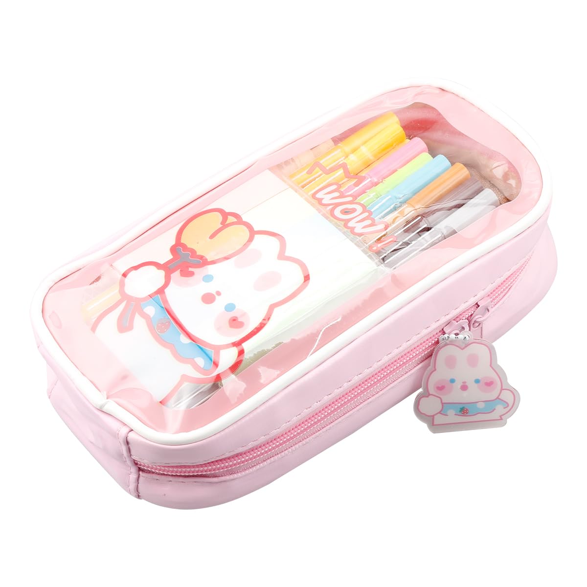 GLADFRESIT Kawaii Pencil Case,Cute Aesthetic Pencil Case for Girls,Large Capacity Pen Pencil Pouch (Pink)