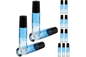 ROMISBABA 20Ml Glass Roller Oil Bottles Set of 20, Essential Oil Roll-On Containers with Blue Gradient, Black