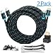 Maximm High-Speed HDMI 2.0 4K Nylon Braided Cable, 30 Feet - 2-Pack - 28 AWG (Includes Cable Clips, Ties and Right Angle Adapter)