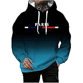 GORGLITTER Men's Letter Graphic Hoodies Y2K Oversized Ombre Fleece Lined Hooded Sweatshirt Pullover Top