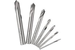 TARUOR 7pcs M42 HSS High Speed Steel Cobalt Spotting Bits Set Round Shank 90 Deee ing Chamfering Tool