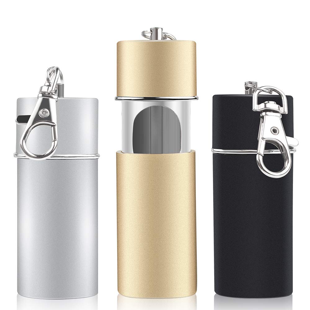 Pocket Ashtray 3 x Mini Anti-Odour Ashtray with Key Ring Anti-Odour Metal Easy to Take for Smokers and Outdoor Travellers as Key Rings Black Silver Gold 9 x 4 x 2 cm