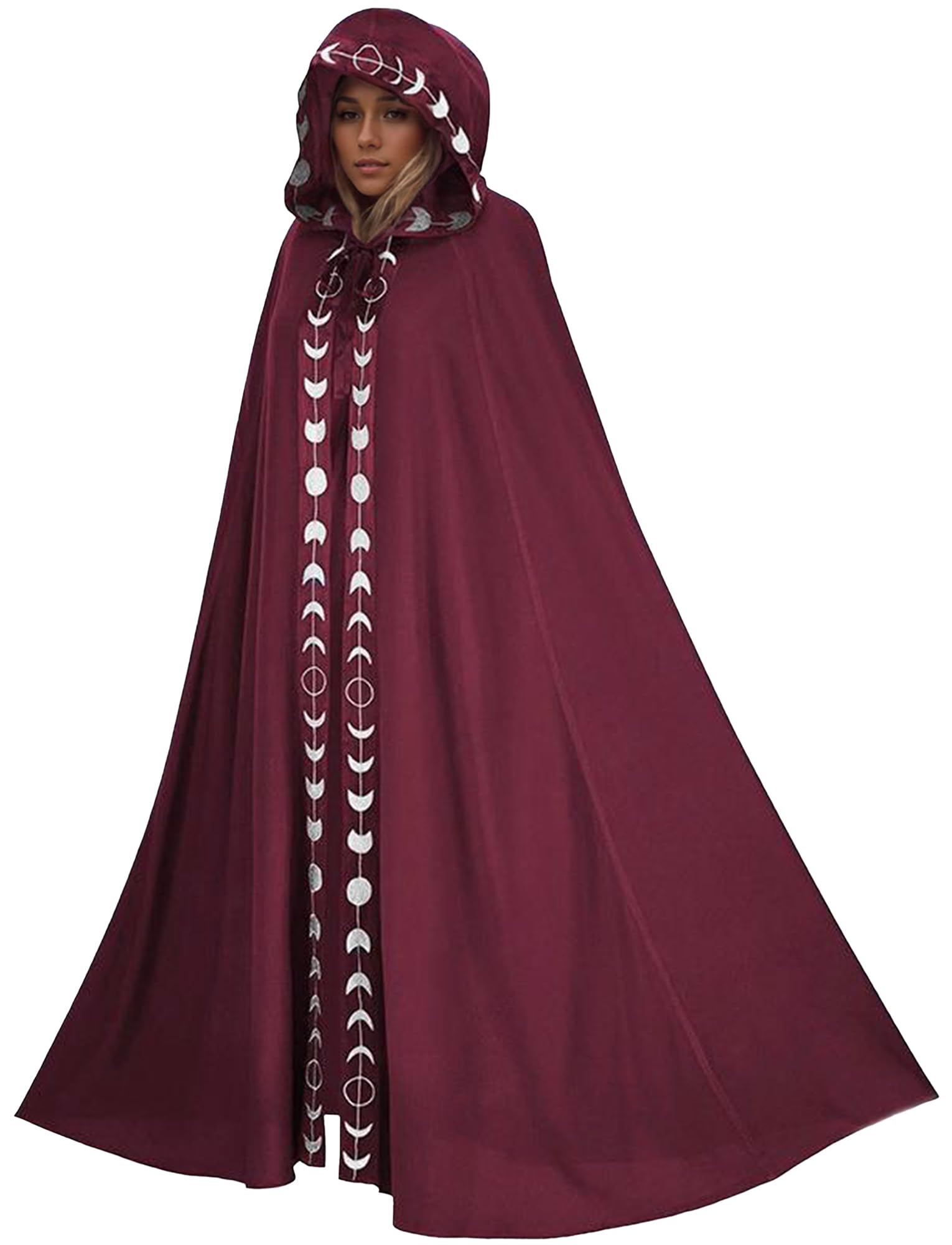 Ausing Women Ghost Halloween Costume for Men Velvet Hooded Cape With Hood Adults Devil Witch Cloak Adult Gothic Vampire Costumes Renaissance Wizard Robe Capes Outfit Dresses Accessories Red S