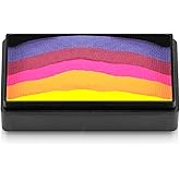 Kraze FX Dome Stroke - Royal Sunset (25 gm), Water Activated, Professional UV Glow Blacklight Reactive Face and Body Painting Rainbow Cakes, Hypoallergenic, Safe, 1-Stroke Split Cake