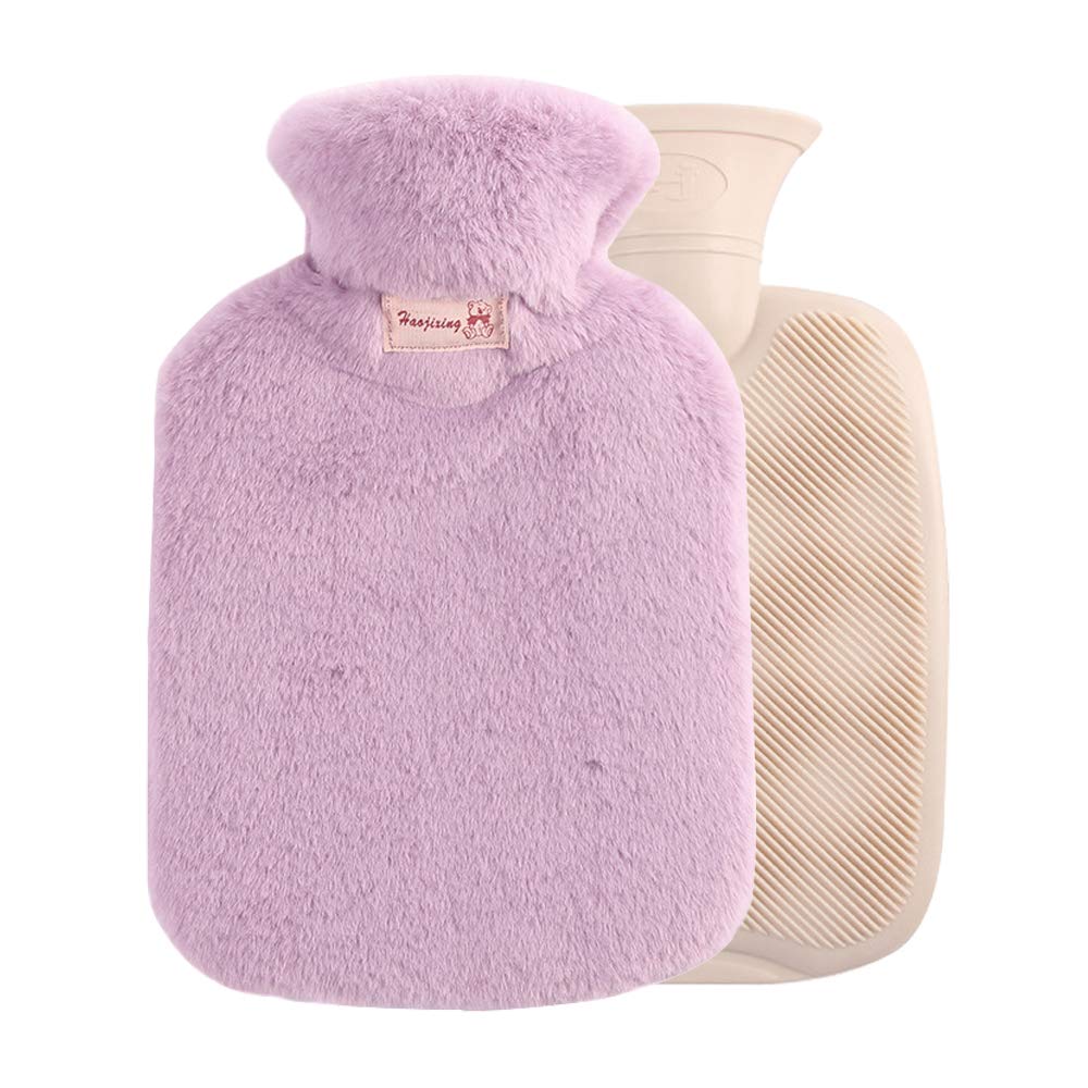 Aidier Hot Water Bottle with Fleece Cover 1 L Winter Rubber Hot Water Bag for Relief, Neck and Shoulders, Feet Warmer, Menstrual Cramps