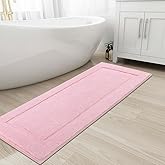 SHACOS Super Soft Fluffy Bathroom Rugs 24"x60" Bath Runner Rug Non Slip Washable Bath Rugs Mats Carpets for Bathroom Floor Tub Shower Vanity Sink Home Decor Accessories, Pink 2'x5'