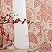 jinchan Linen Curtains for Living Room, Red Floral Paisley Patterned Curtains 84 Inch Length, Light Filtering Ikat Drapes for Bedroom, Vintage Farmhouse Window Treatments, Grommet 2 Panels, Terra Red