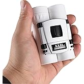 8x21 Compact Binoculars for Adults Teens, Mini Small Full Optical Binoculars for Bird Watching Opera Hiking Hunting Travel Concert (White)