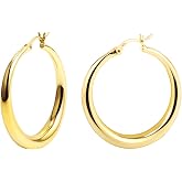 Silver Oval Hoop Earrings for Women 14K Gold Plated Hoop Earrings | Hypoallergenic Lightweight