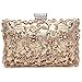 GESU Womens Beaded Crystal Clutch Rhinestone Evening Bag Wedding Bridal Prom Purse,Gold, Large