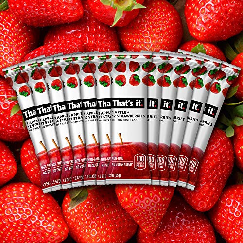 That's it. Apple + Strawberry 100% Natural Real Fruit Bar, Best High Fiber Vegan, Gluten Free Healthy Snack, Paleo for Children & Adults, Non GMO No Sugar Added, No Preservatives Energy Food (12 Pack)